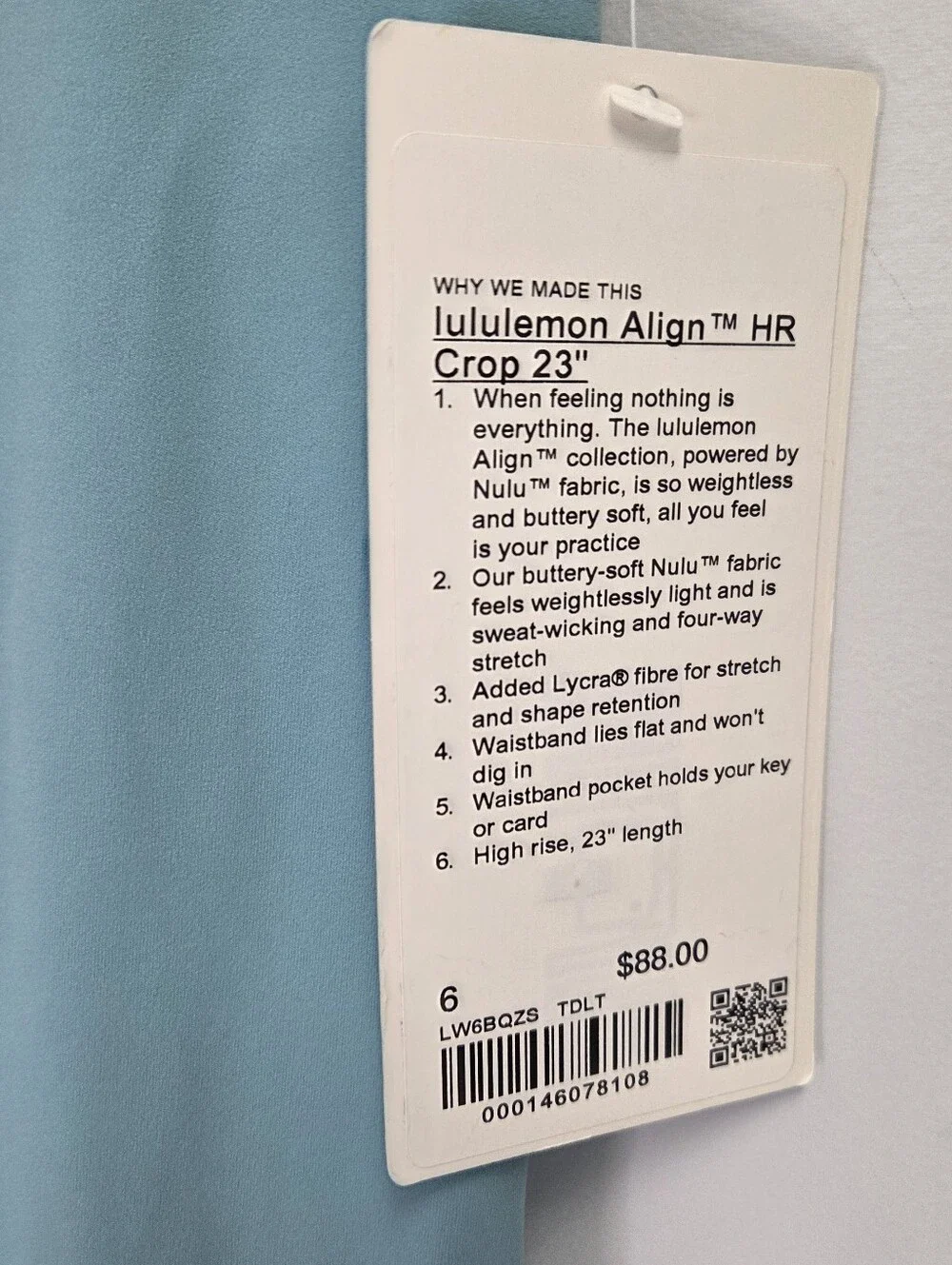Lululemon Size 6 Align HR Crop 23'' Pants Teal Blue New!
